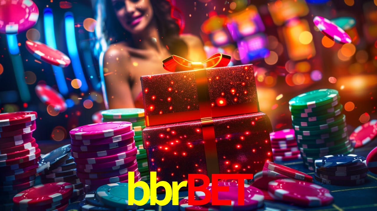 Escena dinámica inspirada en casino con iluminación bbrbet, cartas, fichas e íconos de juegos digitales en un espacio moderno de juegos.